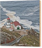 Stairway Leading To Point Reyes Lighthouse Wood Print