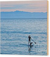 Stand Up Paddle Surfing In Santa Barbara Bay California Wood Print