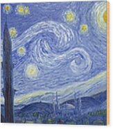 Starry Night In Istanbul Wood Print