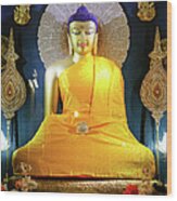 Statue Of Buddha Shakyamuni Mahabodhi Wood Print