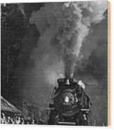 Steam In The Valley Nkp 765 Black And White Wood Print