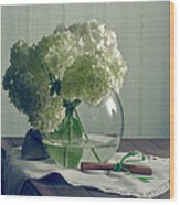 Still Life With Hydrangea In Soft Colors Wood Print