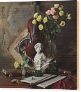 Still Life With Violin And Bust Wood Print