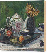 Still Life With White Teapot Wood Print