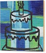 Stl250 Birthday Cake Blue And Green Small Abstract Wood Print