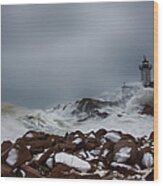 Storm Off Eastern Point Lighthouse Wood Print