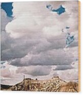 Storm Over Western  Desert Quarry Wood Print