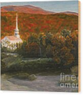 Stowe Vt. In Fall Wood Print