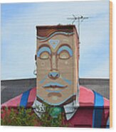 Box Head Man Street Art Wood Print