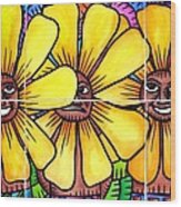 Sun Flowers And Friends 2008 Wood Print