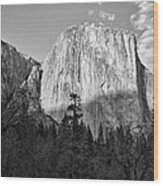 Sun Setting On El Capitan - Yosemite National Park - Monochrome Edition Wood Print