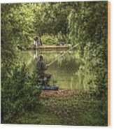 Sunday Fishing At The Lake Wood Print