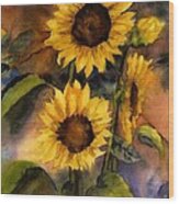 Sunflowers For Cyndi Wood Print