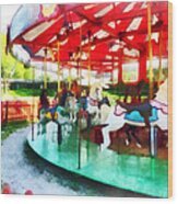 Sunny Afternoon On The Carousel Wood Print