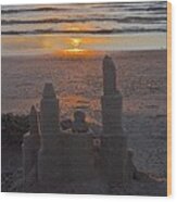 Sunrise And Sand Castles Wood Print