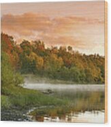 Sunrise At Belmont Lake Wood Print