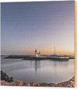 Sunrise At The Howth Lighthouse Dublin Ireland Wood Print