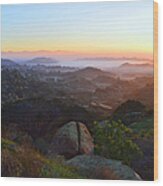 Sunrise Over San Fernando Valley Wood Print