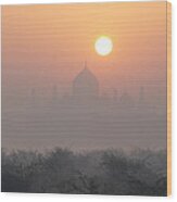 Sunrise Over The Taj Wood Print