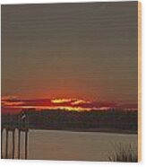 Sunset At Huntington Beach State Park Wood Print