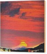 Sunset At Mystical Mount Fuji Japan Art Wood Print