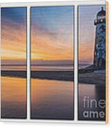 Sunset At The Lighthouse Tryptych Wood Print