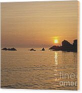 Sunset Crooklets Beach Bude Cornwall Wood Print