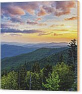 Sunset From Clingmans Dome Wood Print