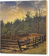 Sunset In Blue Ridge Wood Print