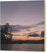 Sunset On Squam Lake Wood Print