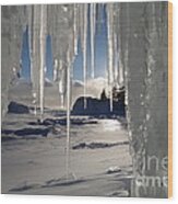 Sunset On The Icicles Wood Print