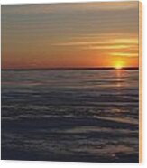 Sunset Over A Frozen Lake Erie - 3 Wood Print