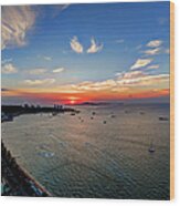 Sunset Over Central Pattaya  Thailand Wood Print