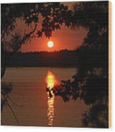 Sunset Over Lake Wood Print