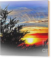 Sunset Over Pacifica With Vignette Effect Wood Print
