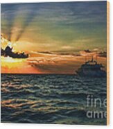 Sunset Regatta Wood Print