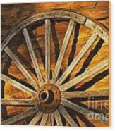 Sunset Wagon Wheel Wood Print