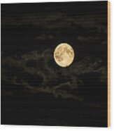 Super Moon Wood Print