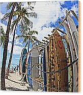 Surf And Sun Waikiki Wood Print