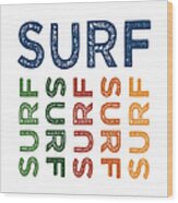 Surf Cute Colorful Wood Print