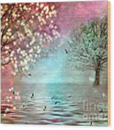 Fairytale Fantasy Trees Surreal Dreamy Twinkling Sparkling Fantasy Nature Trees Home Decor Wood Print