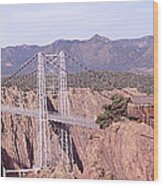 Suspension Bridge Across A Canyon Wood Print