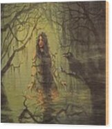 Swamp Witch Rising Wood Print