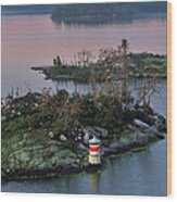 Swedish Lighthouse At Dawn Wood Print