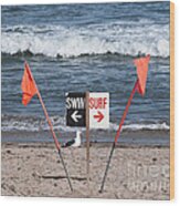 Swim Surf Ok Surfing It Is At The Beach Wood Print