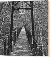 Swinging Bridge Patapsco State Park Bw Wood Print