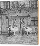 Table For Three Black And White Wood Print