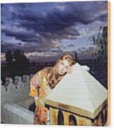 Talitha Getty Leaning On Lantern At Sunset Wood Print