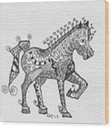 Tangle Horse 2 Wood Print