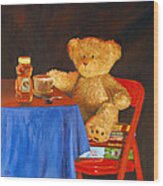 Tea For Teddy Wood Print